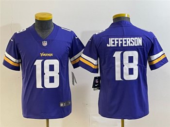 Youth Minnesota Vikings #18 Justin Jefferson Purple Vapor Limited Jersey